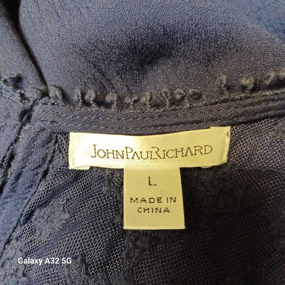 JohnPaulRichard Women L Blue Asymmetrical Tiered Blouse - Picture 2 of 14